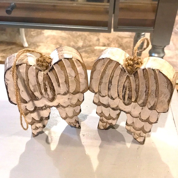Hand Crafted Other - NWT Set of  2 Wooden Angel Wing 5” Ornaments